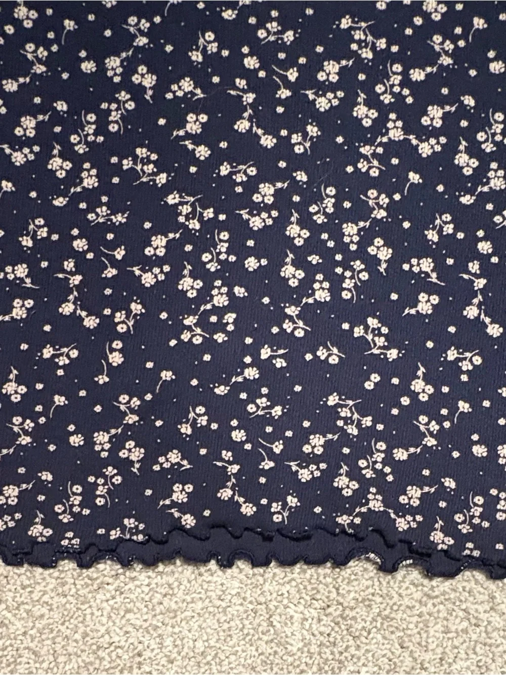Hollister Navy Baby Tee with Cream Floral Print